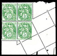 ** N°111, 5c Blanc, Piquage Oblique Par Pliage En Bd4 Cdf (ex Normal*). SUP (signé Brun/certificat)   Qualité: **   Cote - Unused Stamps