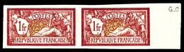 * N°121a, 1F Merson Papier GC En Paire Non Dentelée Bdf. TB (certificat)   Qualité: *   Cote: 650 Euros - Unused Stamps