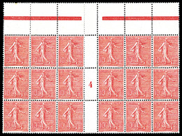 ** N°129a, 10c Semeuse Type II, Bloc De 18 Exemplaires Millésime '4'. SUP (certificat)   Qualité: **   Cote: 2160 Euros - Unused Stamps