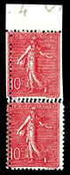 ** N°129j, 10c Semeuse, Piquage Double Sur Paire Bdf. SUP (certificat)   Qualité: ** - Unused Stamps