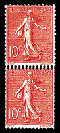 ** N°129j, 10c Semeuse, Double Piquage En Paire. TTB   Qualité: ** - Unused Stamps