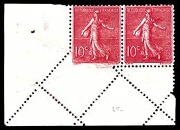 * N°129k, 10c Semeuse, Piquage Oblique Par Pliage En Paire Cdf. TTB   Qualité: *   Cote: 190 Euros - Unused Stamps