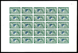(*) N°143, 45c Vert Et Bleu: Impression De Luxe Sur Bristol En Feuille Complète De 25 Exemplaires, R.R.R (certificat)    - Ungebraucht