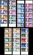 ** N°1667/72, Série Personnages Célèbres De 1971, Bande De 5 Exemplaires Dont 1 Multicolore (N°1670 X10ex). TTB (certifi - Autres & Non Classés