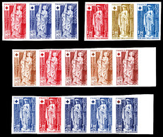 ** N°1910/11, Paire Croix Rouge, Bande De 5ex Dont 1 Multicolore + Bande De 3. TB   Qualité: **   Cote: 710 Euros - Autres & Non Classés