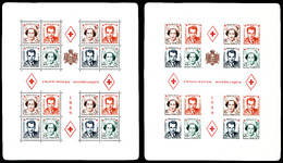 ** Blocs Et Feuillets N°3A/B, Croix Rouge Monégasque De 1949 Les 2 Feuillets Dentelé Et Non Dentelé, TB (certificat)   Q - Blocchi