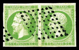 O N°8, 5c Vert-jaune En Paire, Grande Fraîcheur, SUPERBE (signé Margues/Brun/certificat)   Qualité: O - Aigle Impérial