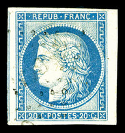 O N°12, 20c Bleu, Grandes Marges, Pièce Choisie, SUP (signé Brun/certificat)   Qualité: O - Aquila Imperiale
