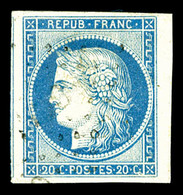 O N°12, 20c Bleu, Grandes Marges, Pièce Choisie, SUP (signé Brun/certificat)   Qualité: O - Eagle And Crown