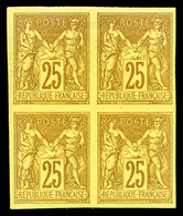 ** N°44, 25c Jaune-bistre En Bloc De Quatre (2ex*), Fraîcheur Postale. SUPERBE (signé Marquelet/certificat)   Qualité: * - Águila Imperial