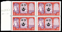 ** N°70a, ALCERIE Tenant à Normaux Dans Un Bloc De 4, TTB (certificat)   Qualité: **   Cote: 448 Euros - Unused Stamps