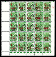** Taxe N°28a, 0.50 Sur 20c Vert-jaune, Surcharge Renversée Sur Panneau De 25 Exemplaires. SUP (certificat)   Qualité: * - Nuovi