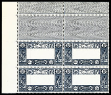 ** N°168a, 10F Bleu Fonçé, Centre Omis En Bloc De Quatre Coin De Feuille, Fraîcheur Postale, Très Jolie Pièce, SUP (cert - Neufs