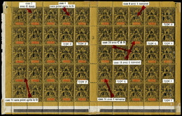 ** N°49, 1F Sur 75c Violet Sur Jaune En Panneau De 50 Exemplaires Composition I, Millésime '3' (18 Ex*), Différents Type - Neufs