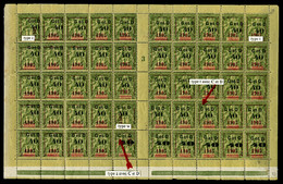 ** N°52, 40c Sur 1f Olive En Panneau De 50 Exemplaires Composition 'A' Type II Encadré, Millésime '3' (14 Ex*) Comprenan - Neufs