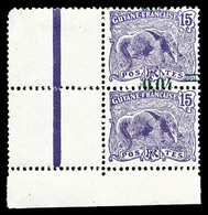 ** N°93c, 4c Sur 15c Violet, Surcharge Décalée Tenant à Non Surchargé Cdf, SUP (certificat)   Qualité: **   Cote: 425 Eu - Used Stamps