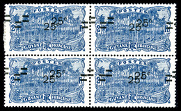 ** N°98a, 25c Sur 2f Bleu, Double Surcharge Sur Bloc De Quatre (1ex*), R.R. SUP (signé/certificat)   Qualité: **   Cote: - Used Stamps