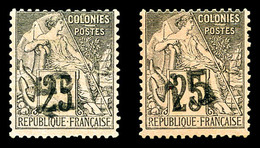 (*) N°5/5A, 15 Sur 25 Noir Sur Rose, Surcharge Horizontale Et Verticale, Les 2 Ex TB (signé Brun)   Qualité: (*)   Cote: - Used Stamps