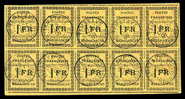 O N°12a, 1Fr Noir Sur Jaune En Feuillet De 10 Exemplaires Obl Càd Tamatave 15.10.91. SUPERBE. R.R. (certificat)   Qualit - Used Stamps
