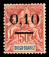 * N°60, Timbre De Diego Suarez Surchargé: 0,10 Sur 50c Gros Zéros, Tirage 75 Exemplaires, RARE Et SUPERBE (signé Brun/ce - Oblitérés