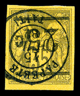 O N°1a, 25c Sur 35c Violet-noir Sur Jaune, Surcharge Renversée. SUP (certificat)   Qualité: O   Cote: 800 Euros - Used Stamps