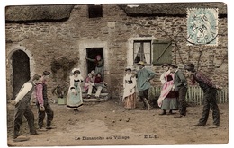 Le Dimanche Au Village - JEU DE BOULES - JEU - Carte Colorisée - Ed. E. L. D. - Jeux Régionaux