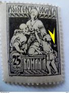 ERROR REVENUE Stamp , , ROMANIA1921  , Quenn Maria, ASISTENTA SOCIALA, CIRCLE CLOSE FRAME RIGHT - Plaatfouten En Curiosa
