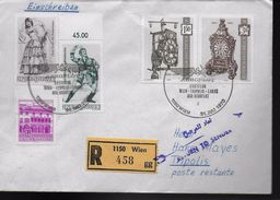 AUTRICHE  Lettre Recommandée 1970  Wien Horloge Opera - Horlogerie