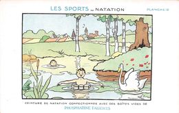 ¤¤   -   ILLUSTRATEUR  " Benjamin RABIER "  -  Les Sports  -  Natation  -  Cygne  -  Carte Publicitaire   -  ¤¤ - Rabier, B.