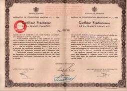 Royaume De Roumanie  - Certificat Fractionnaire De 5 Francs Français   - 1934 - Textiel