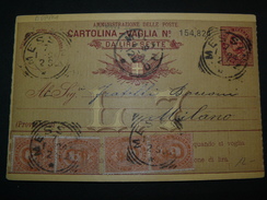 1894.. 4 BEAUTIFUL POSTAGESTAMPS OF 20 Cent. IN A POSTALCARD " VAGLIA "..//..4 BEI FRANCOBOLLI DA 20 Cent. SU VAGLIA - Tax On Money Orders