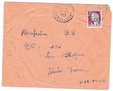 Baillif 1963 Guadeloupe Sur Marianne Decaris YT 1263 - !! Lettre Froissée - Brieven En Documenten