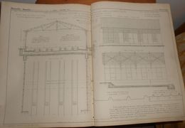 Plan Du Nouveau Système De Couverture En Zinc Cannelé. Gare De Strasbourg. 1855. - Obras Públicas