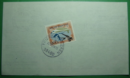 1988 YUGOSLAVIA 1000 DINARA POSTAL STAMP *AVIOTRANSPORT*, SEAL *PRIZREN* ON PAYMENT RECEIPT, KOSOVO - SERBIA BILINGUAL - Gebraucht