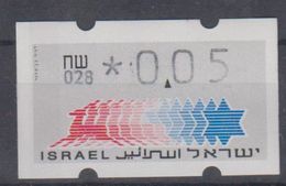 ISRAEL 1988 KLUSSENDORF ATM 0.05 SHEKELS 2 DIFFERENT KINDS OF PAPER NUMBER 028 - Franking Labels