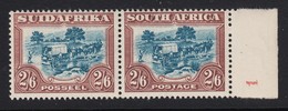 South Africa 1930-44 3 2s 6d Blue & Brown SG49 Plate # Pair MLH(*) - Unused Stamps