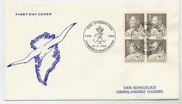 GREENLAND 1964 King Frederik IX Definitive 40 Øre Block Of 4 On FDC. Michel 55 - FDC