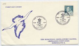 GREENLAND 1964 King Frederik IX Definitive 50 Øre On FDC. Michel 56 - FDC