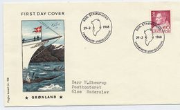 GREENLAND 1968 King Frederik IX Definitive 60 Øre On FDC. Michel 69 - FDC