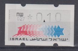 ISRAEL 1988 KLUSSENDORF ATM 0.10 SHEKELS NUMBER 027 - Franking Labels