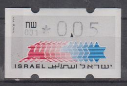 ISRAEL 1988 SIMA KLUSSENDORF ATM 0.05 SHEKELS NUMBER 001 - Vignettes D'affranchissement (Frama)