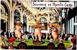 CPA Monaco Monte Carlo Satirique Caricature Anti Jeu Albert 1er Casino Non Circulé Cochon Pig - Monte-Carlo