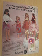 ANNIVERSAIRE DE BARBIE  Pour  Collectionneurs ... PUBLICITE MATTEL Page De Revue Des Années 70 - Barbie