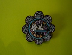 Broche Ancienne Antique Micro Mosaïque Italienne Verre Millefiori  ITALIE ROMA Micro Mosaic - Broches