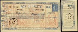 1852 N° 0 K2 Semeuse Lignée Bleu Bon De Poste Ss Valeur (Brive) Qualité:OBL Cote:125  - Altri & Non Classificati