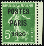 2393 N° 24 5c Semeuse Vert "Postes Paris 1920" Qualité:* Cote:425  - Altri & Non Classificati