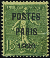 2396 N° 25 15c Semeuse Ligné "Postes Paris 1920" Qualité:* Cote:320  - Altri & Non Classificati