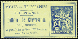 2720 N° 7 25c Bleu Sur Chamois Qualité: Cote:325  - Telegrafi E Telefoni