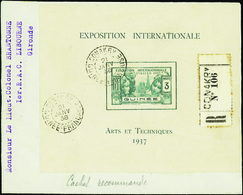 3438 N° 1 Expo Int. Paris 1937 Sur Lettre Recommandée Qualité:OBL Cote:135  - Altri & Non Classificati