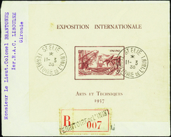 3483 N° 1 Expo Int. Paris 1937 Sur Lettre Recommandée Qualité:OBL Cote:300  - Altri & Non Classificati